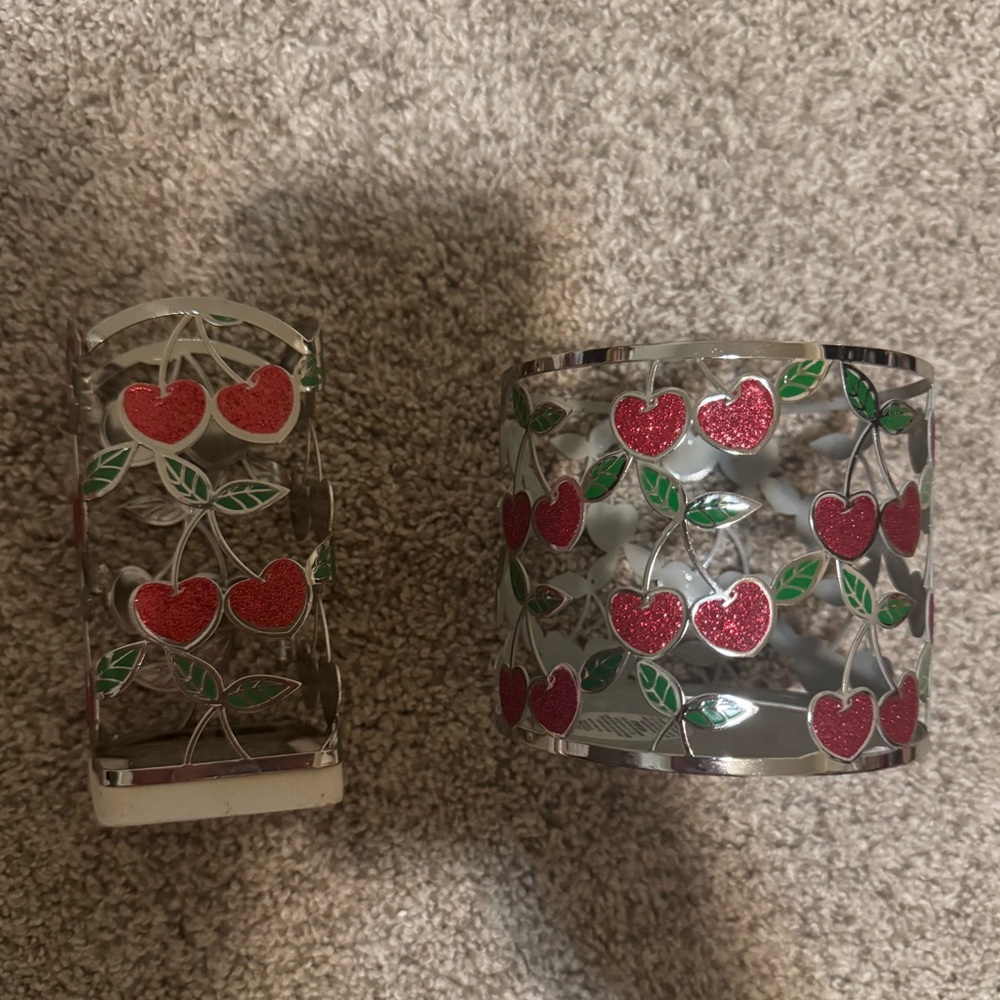 Bath & Body Works Cherry Soap and Candle Holder Set